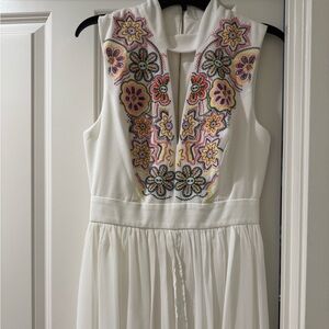 XOXO White Dress with Colorful Floral Embroidery